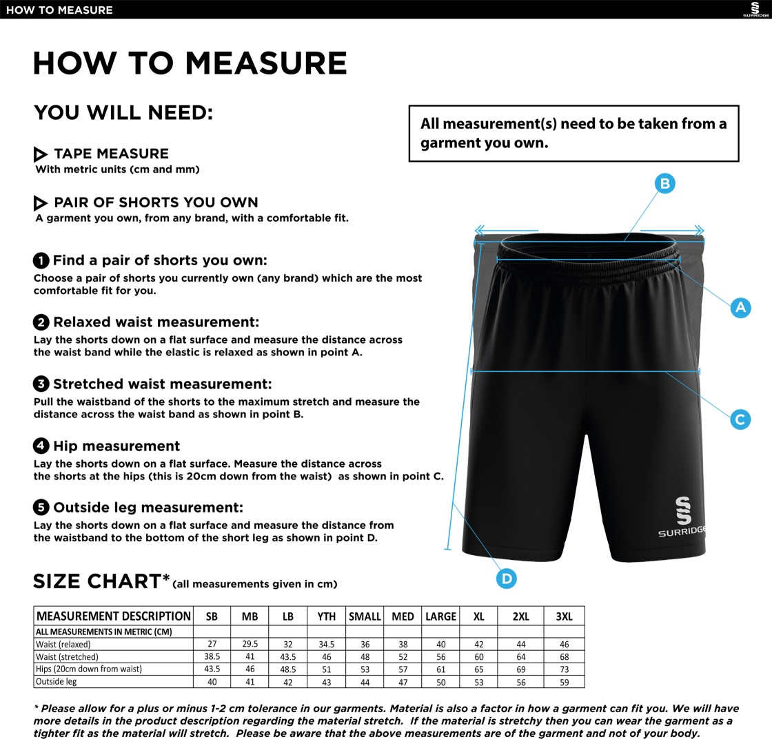 Griffins CC - Blade Shorts - Size Guide